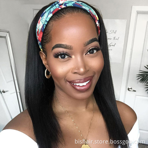 Headband human hair wigs for black women Peruvian straight hair headband wig,curly women ponytail headband wigs human hair